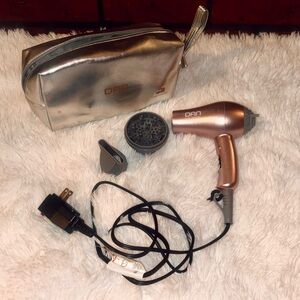 DAN Technology Travel Size Rose Gold Hair Dryer Set with Silver Bag